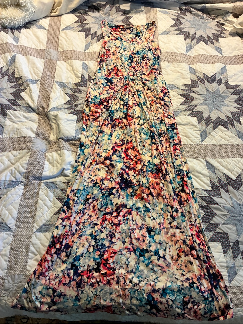Floral Print Maxi Dress – Multi-Color hydrangea